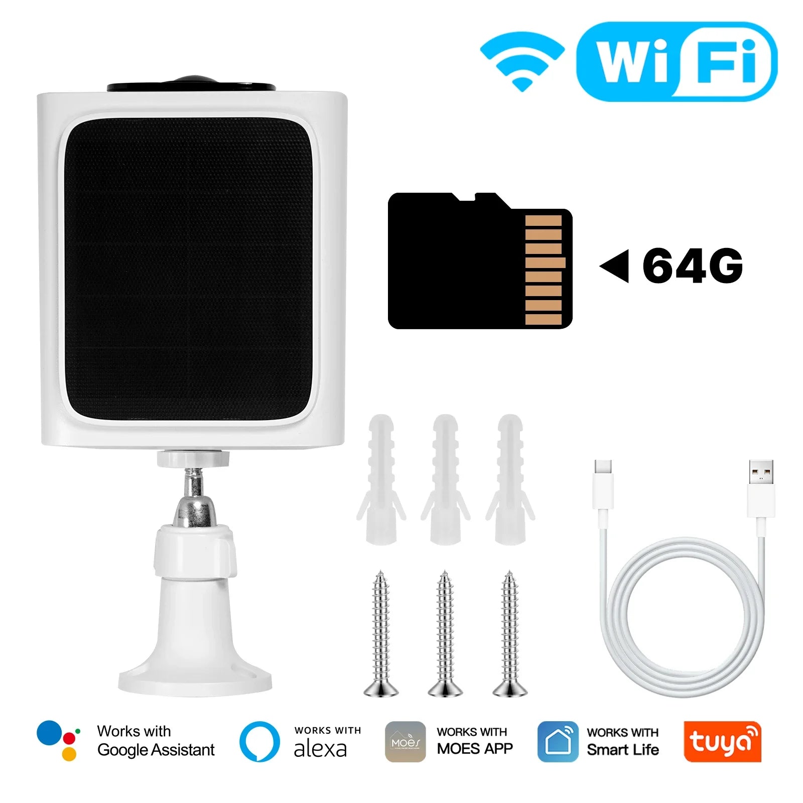 IP65 4MP MOES Tuya Smart WiFi Integrated Solar Panel Camera