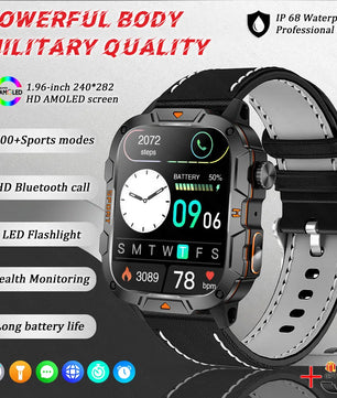 Fine Steel Waterproof Android Square Shaped Amoled Screen Smartwatch