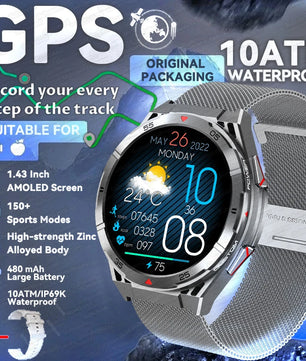 Silica Gel Android GPS Round Shaped Amoled Screen Smartwatch
