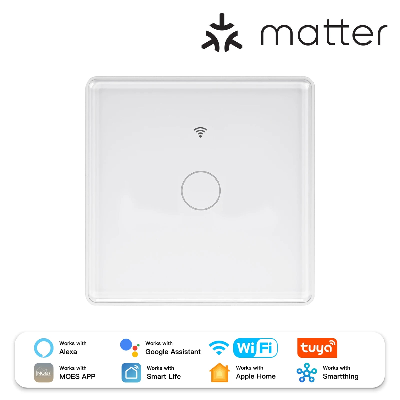 MOES Tuya 2.5D Matter WiFi Smart Light Switch with Neutral Wire