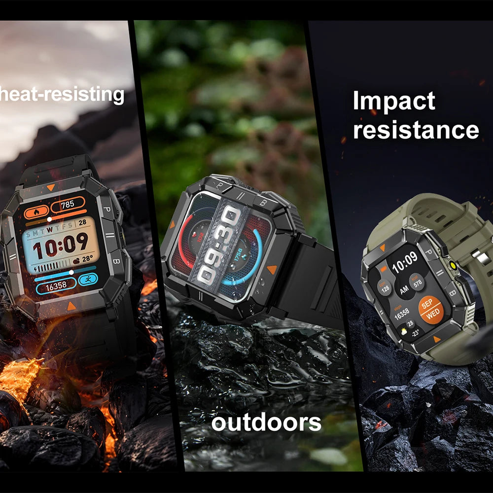 Silica Gel Waterproof Android Square Shaped Bluetooth Smartwatch
