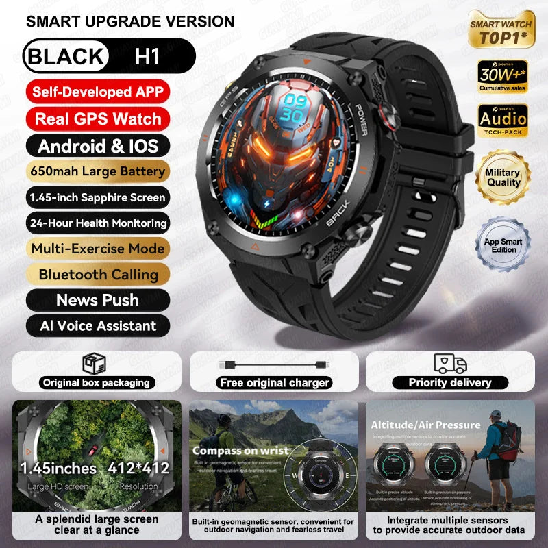 Silica Gel Waterproof Android Round Shaped Amoled Screen Smartwatch
