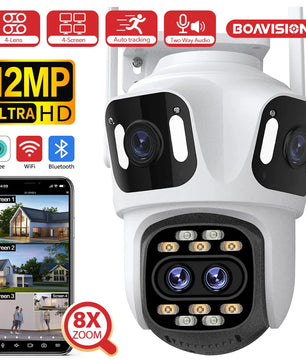 Boavision 12MP WIFI 4 Screen Auto Tracking Security Dome Camera