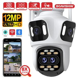 Boavision 12MP WIFI 4 Screen Auto Tracking Security Dome Camera