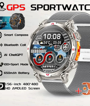 Steel Android Round Shape Waterproof On-Wrist Smartwatch