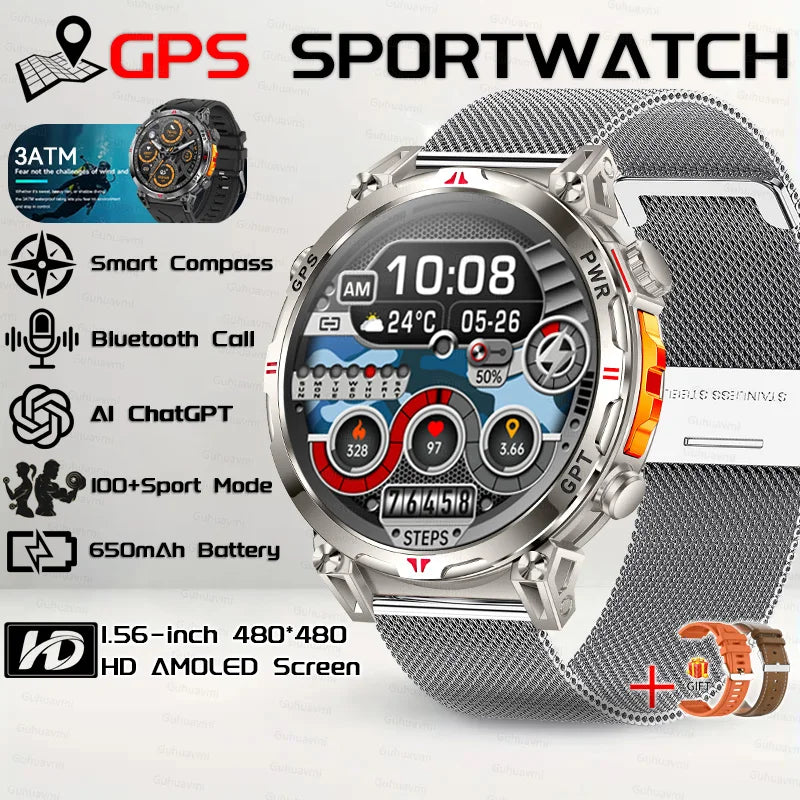 Steel Android Round Shape Waterproof On-Wrist Smartwatch