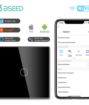 Bseed 10A Alloy 1 Gang 3 Way Touch Wifi Smart Compatible Switch