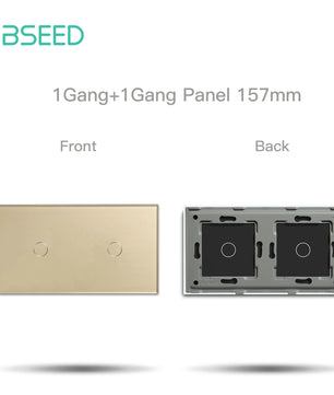 Bseed 10A Alloy 2 Gang Crystal Glass Panel Light Touch Switch