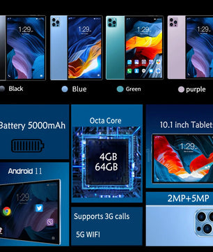 5000mAh 4GB RAM 64GB ROM 10.1 Inches Touch Android 11.0 Tablet