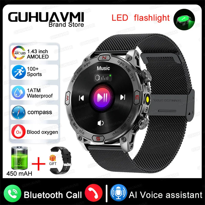 Stainless Steel Waterproof Android Round Shaped Bluetooth Smartwatch