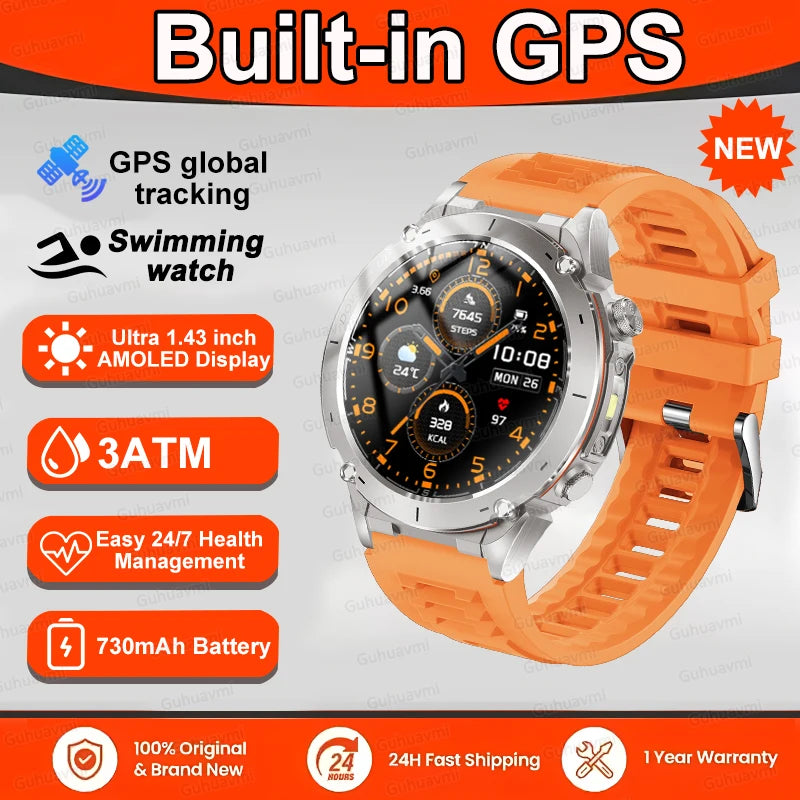 Fine Steel Waterproof Android Round Shaped Bluetooth Smartwatch