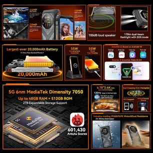 20000mAh 512GB Android Normal Screen Fast Charging Smartphone