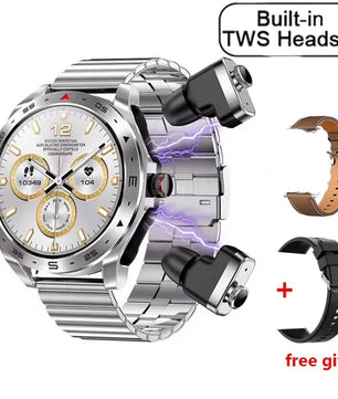 2-In-1 Silica Gel Bluetooth Earphones With Round Smartwatch