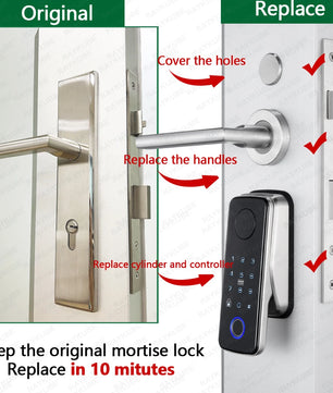 Aluminium Alloy Fingerprint Bluetooth Reversible Handle Door Lock