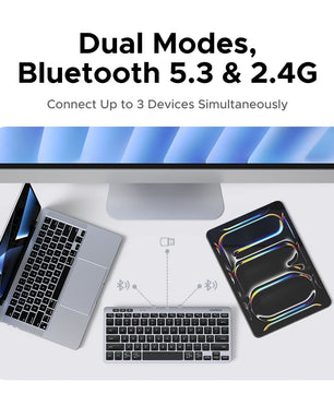 Ugreen 78 Keys 5.3 & 2.4G Bluetooth Wireless Portable Keyboard