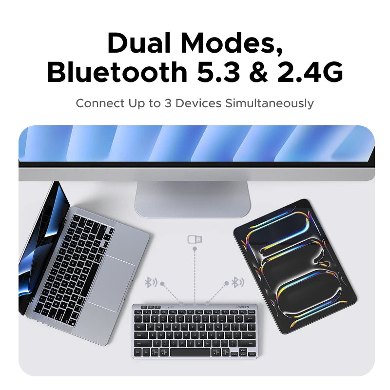 Ugreen 78 Keys 5.3 & 2.4G Bluetooth Wireless Portable Keyboard