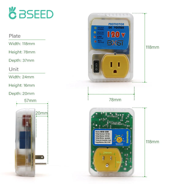 Bseed 20A Alloy Surge Protector Voltage Moulded Case Socket