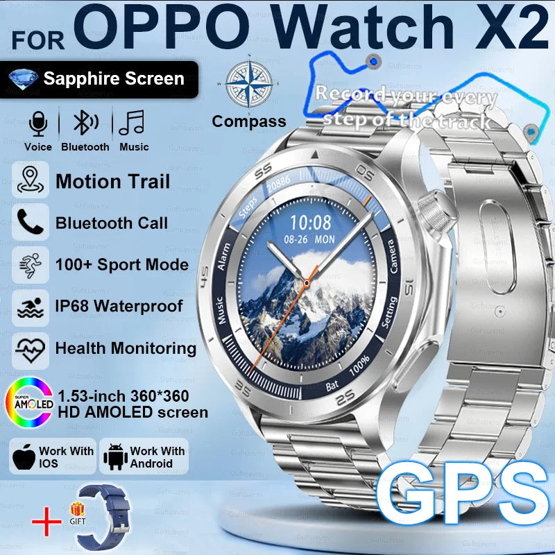 Steel Waterproof Android On-Wrist Round Shape Smartwatch