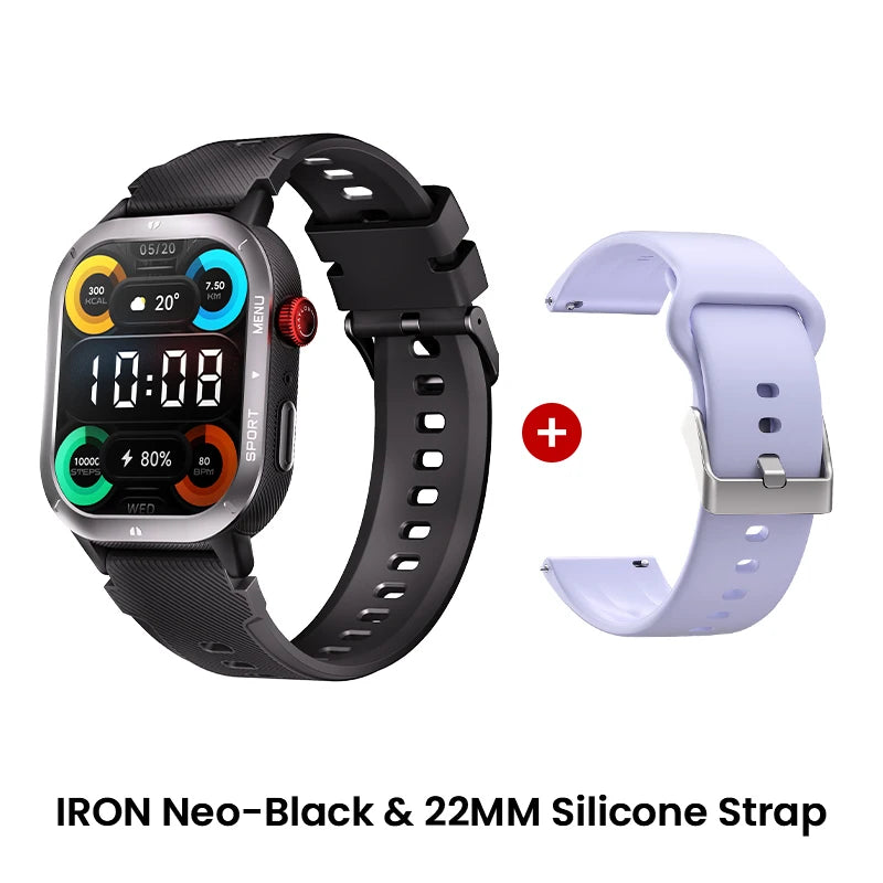 Silica Gel 1.95" 22mm Waterproof Bluetooth Smartwatch