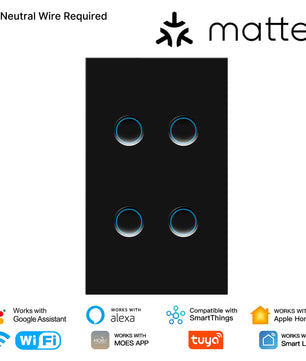 Moes Tuya WiFi Concave Glass Smart Switch with Alexa Google