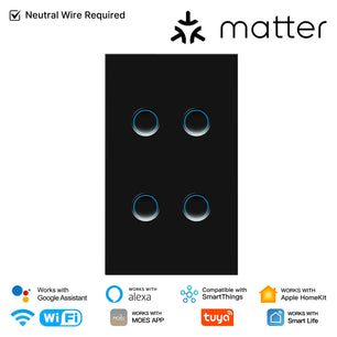 Moes Tuya WiFi Concave Glass Smart Switch with Alexa Google