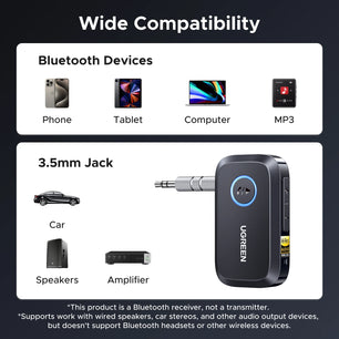 Ugreen 6.0 Bluetooth With LDAC Hi-Res Audio speakers Adapters