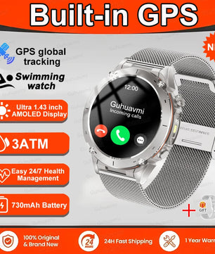 Fine Steel Waterproof Android Round Shaped Bluetooth Smartwatch