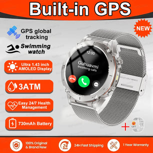 Fine Steel Waterproof Android Round Shaped Bluetooth Smartwatch