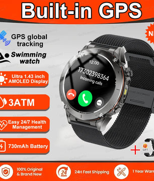 Fine Steel Waterproof Android Round Shaped Bluetooth Smartwatch