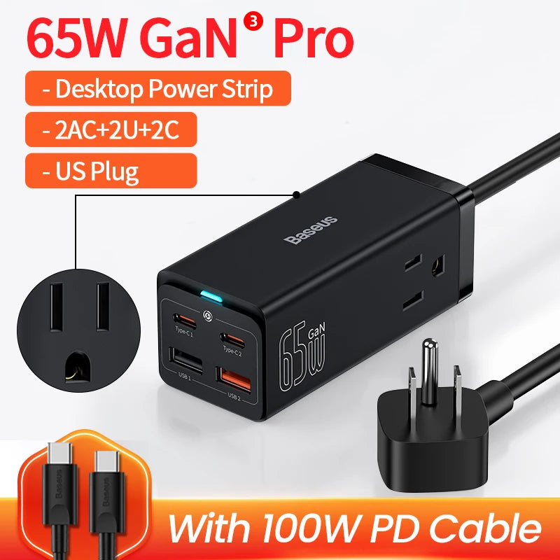 Baseus 65W 100W USB Type-C Fast Charger For iPhone and MacBook