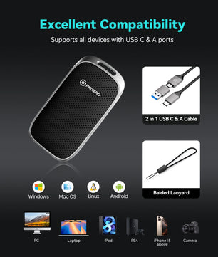 500Mbs USB 3.1 Type-C External Portable Solid State Drive For Desktop