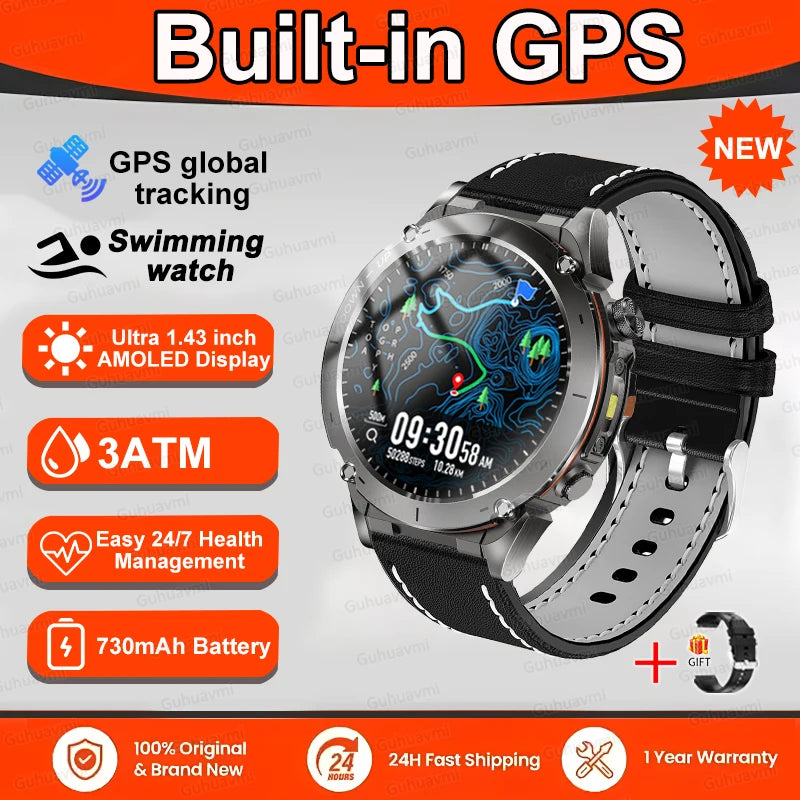 Fine Steel Waterproof Android Round Shaped Bluetooth Smartwatch