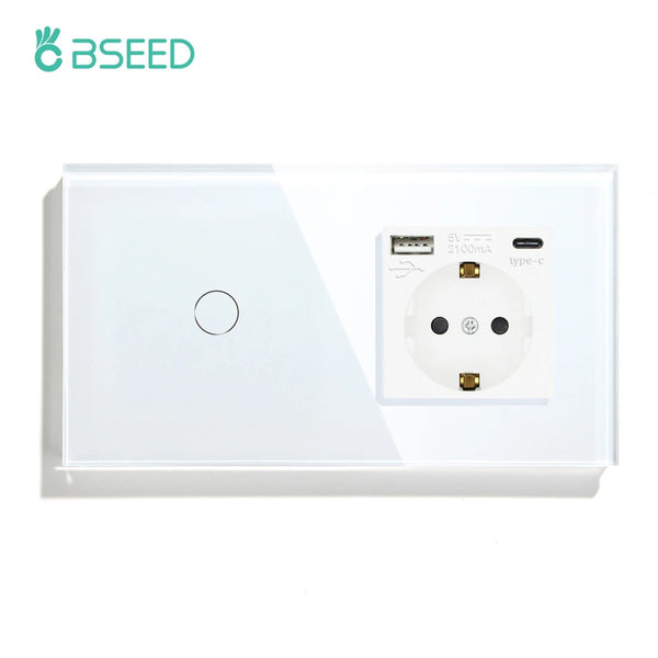 Bseed 16A Alloy 3 Gang Crystal Glass Panel Wall Light Touch Switch