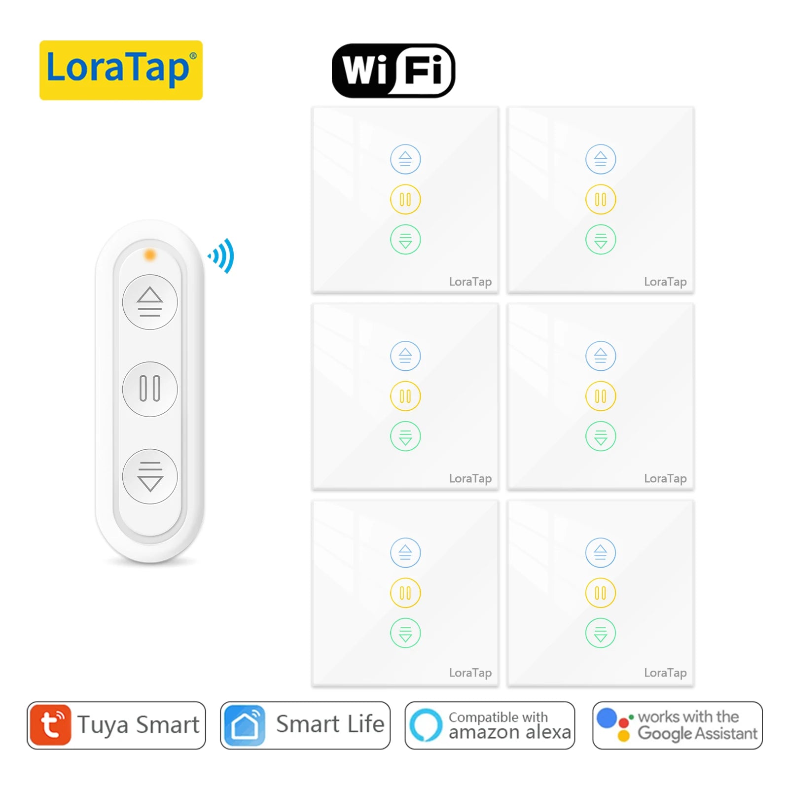 LoraTap 240V 600W Plastic WiFi Rolling Blinds Curtain Switch