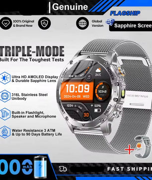 Silica Gel Waterproof Android Round Shape On-Wrist Smartwatch