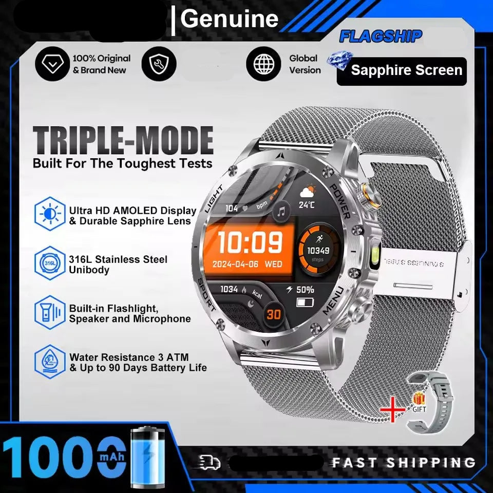 Silica Gel Waterproof Android Round Shape On-Wrist Smartwatch