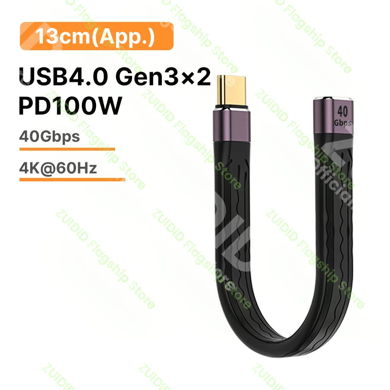PD100W Aluminum Alloy USB4.0 Gen3 Type-C Fast Charging Cable