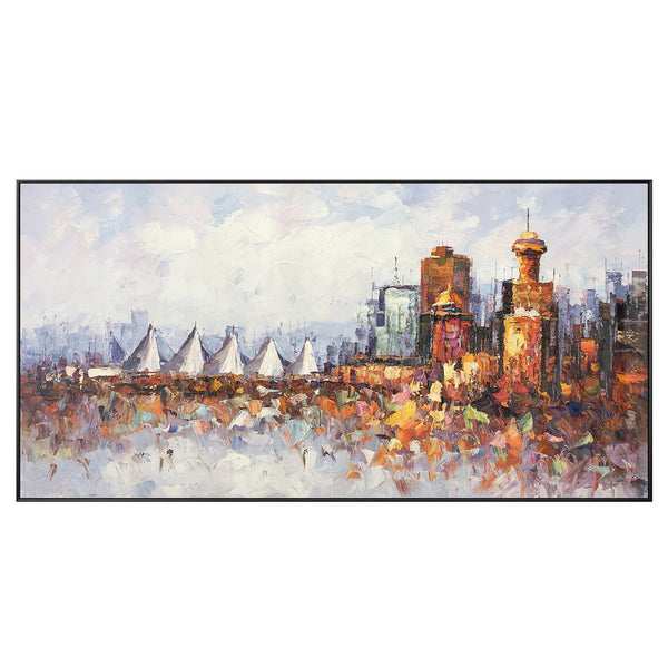 100% Canvas Modern Abstract Architecture Hand-Made Oil Painting