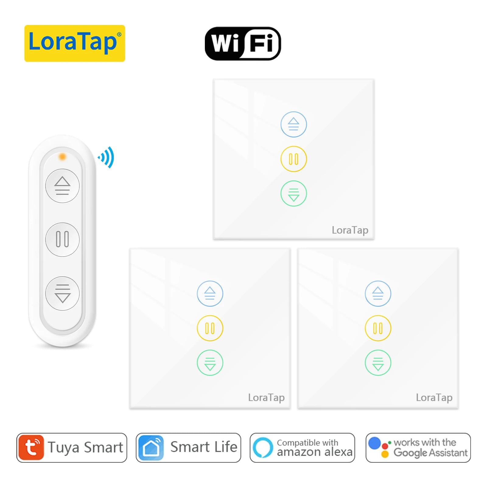 LoraTap 240V 600W Plastic WiFi Rolling Blinds Curtain Switch