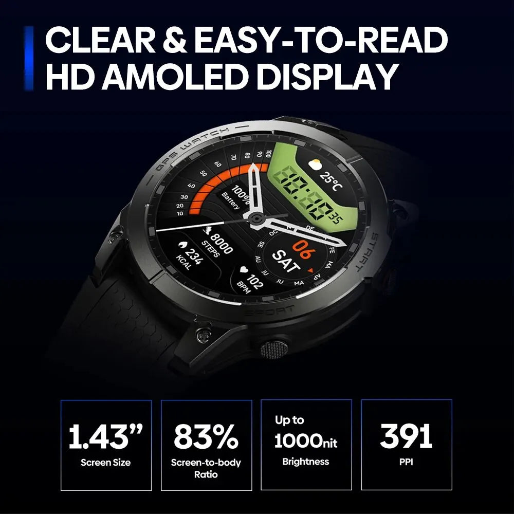 Silica Gel Amoled Display Waterproof Android Round Shape Smartwatch
