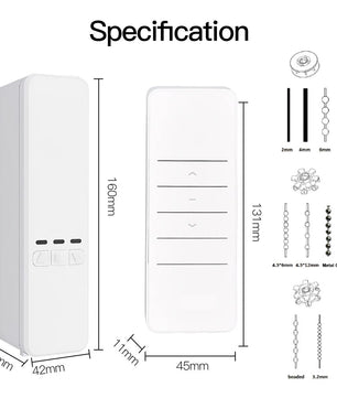 Moes Plastic Remote Control Smart WIFI Chain Roller Curtain Motor