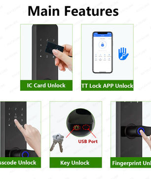 Zinc Alloy Fingerprint Bluetooth Rechargeable Battery Door Lock