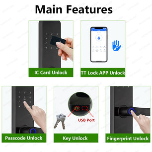 Zinc Alloy Fingerprint Bluetooth Rechargeable Battery Door Lock