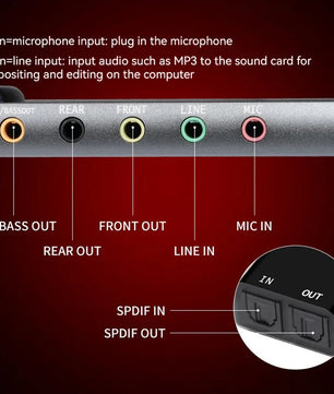 6-in-1  External USB Sound Card Adapter For Laptop