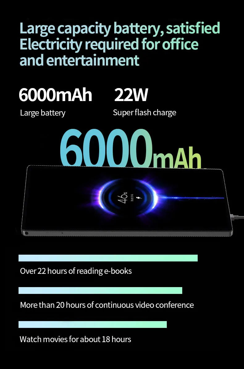 6000mAh 5MP 6GB RAM 128GB ROM Fast Charging 10.1 Inch Tablet
