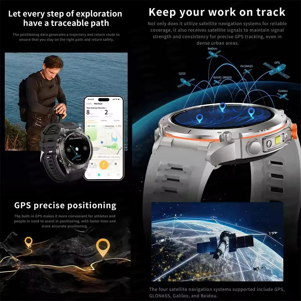 Fine Steel Waterproof Android Round Shaped Bluetooth Smartwatch