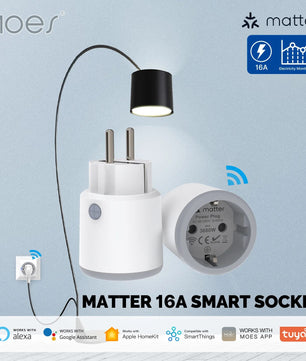 Moes Plastic Panel Voice Control Smart WIFI Power Socket Plug