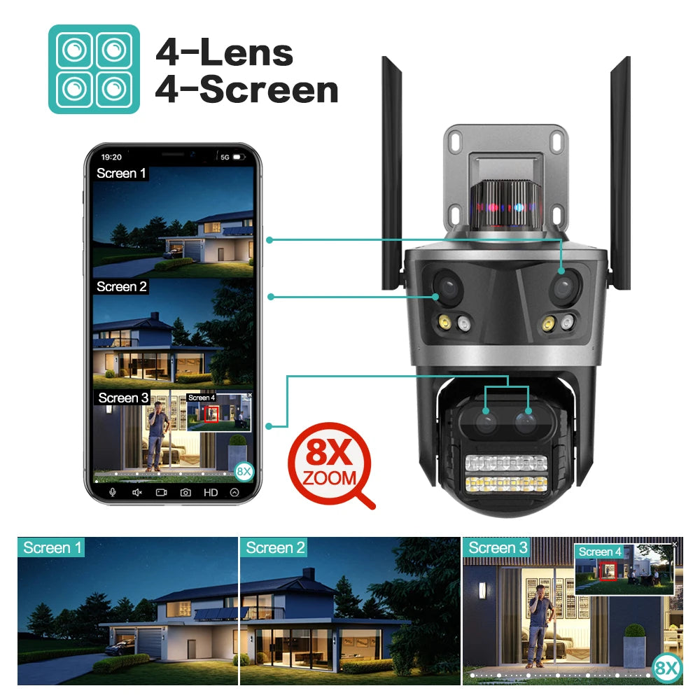 Boavision 6MP WIFI 4 Screen Auto Tracking Security Dome Camera