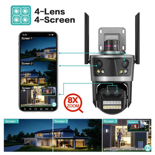 Boavision 6MP WIFI 4 Screen Auto Tracking Security Dome Camera
