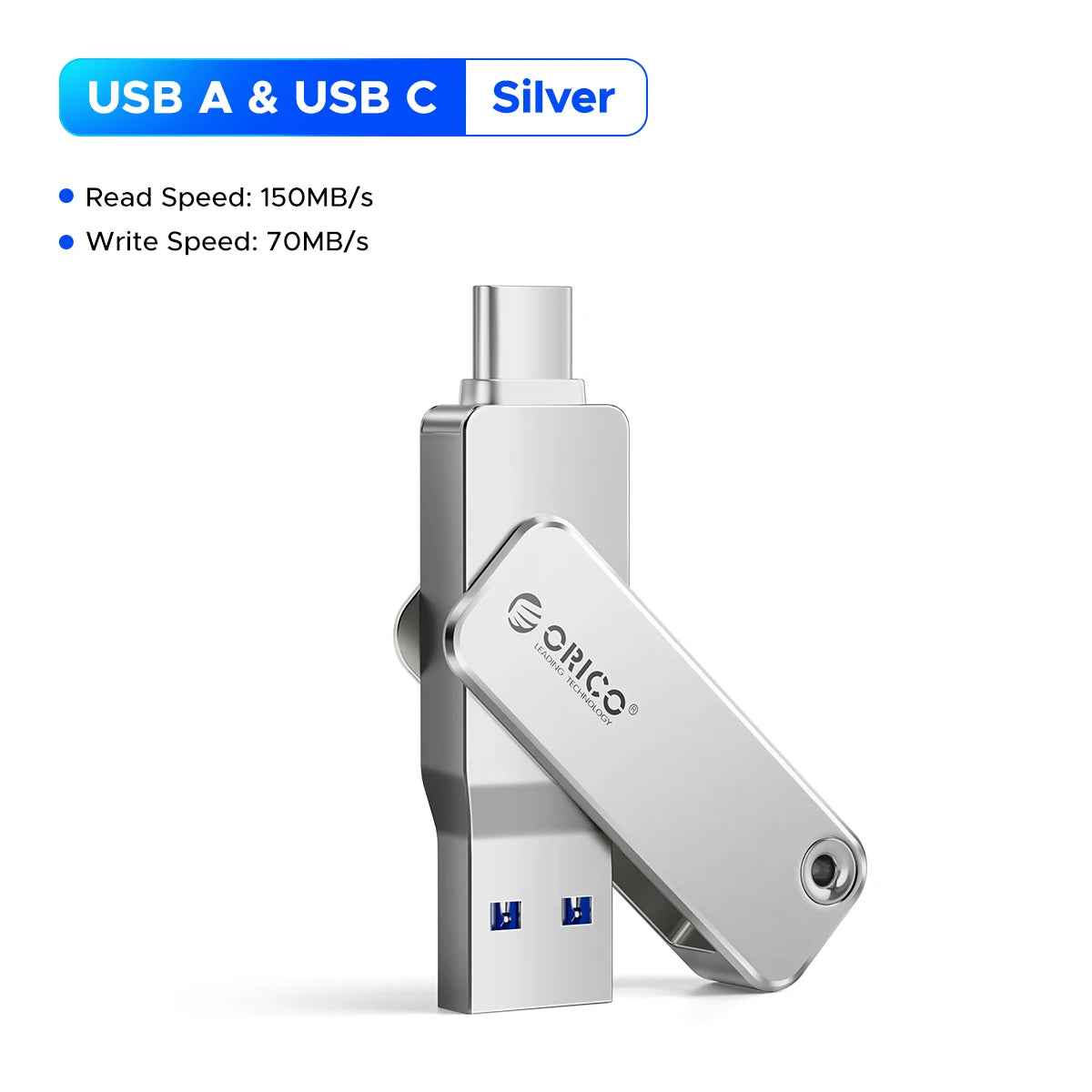 Orico 150MB/s Gen 1 Dual USB-C & USB-A Mini Thumb Drive